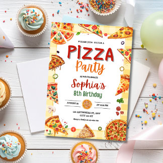 Pizza-Geburtstagsfeier Kinder Pizza-Themen-Geburts Einladung