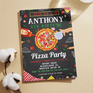 Pizza Geburtstagsfeier Redaktionsfähige Einladung