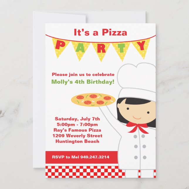 Pizza Geburtstagsparty Einladung (Vorderseite)