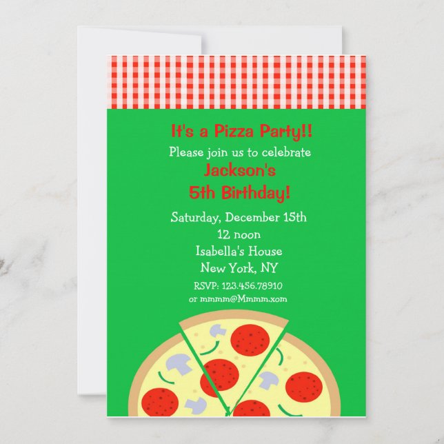 Pizza Geburtstagsparty Einladungen (Vorderseite)