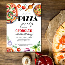 Pizza Geburtstagsparty Italienisches Motto Vorlage