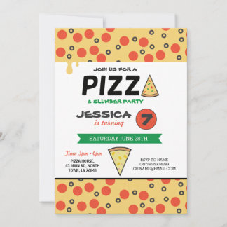 PIZZA Geburtstagsparty Schlummerschlaf über Einlad Einladung
