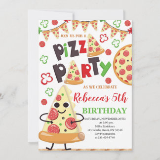 Pizza Geburtstagsparty, Spaß zum Geburtstag Einladung