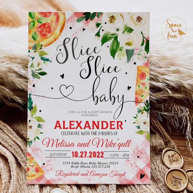 Pizza GRILLEN Baby Dusche Einladung Slice Slice Ba (Von Creator hochgeladen)