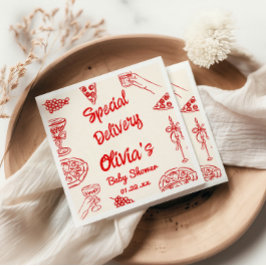 Pizza Hand Drawing Special Delivery Baby Dusche Serviette