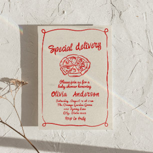 Pizza Hand Drawing Special Delivery Fun Kinderdusc Einladung
