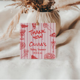 Pizza Hand Drawn Red Lila Ciao Kinderdusche Geschenkanhänger