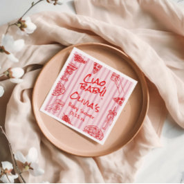 Pizza Hand Drawn Red Lila Ciao Kinderdusche Napki Serviette