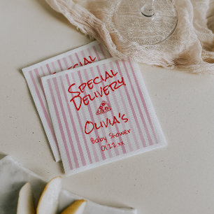 Pizza Hand Drawn Red Special Lieferdusche Serviette
