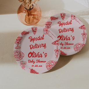 Pizza Handgezogene Red Special Kinderdusche Pappteller