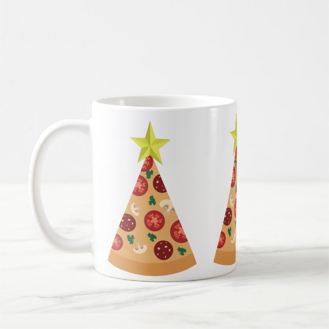 pizza hässlich Weihnachtsbaum lustig Kaffeetasse (Links)