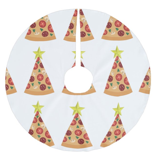 pizza hässlich Weihnachtsbaum lustig Polyester Weihnachtsbaumdecke (Vorderseite)