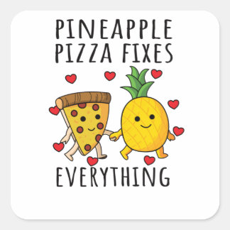 Pizza Hawaii Ananas Pizza Food Quadratischer Aufkleber