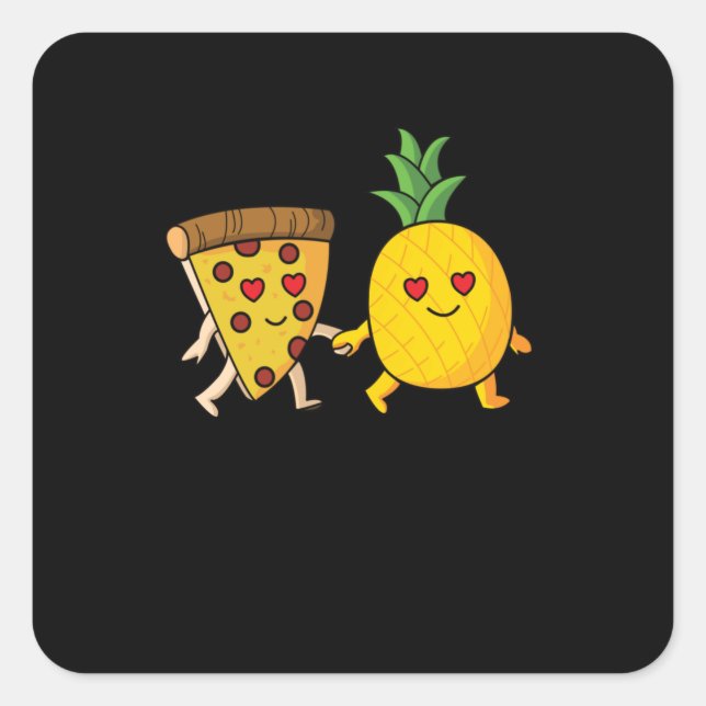 Pizza Hawaii Ananas Pizza Food Quadratischer Aufkleber (Vorderseite)
