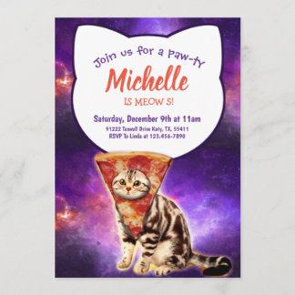 Pizza Head Cat Funny Einladung