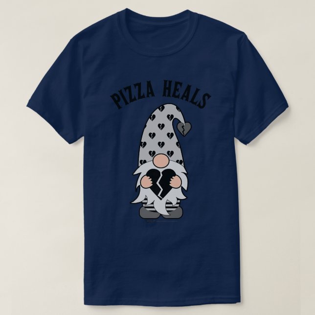 Pizza Heals Antivalentine Day Gnome 3261 T-Shirt (Design vorne)