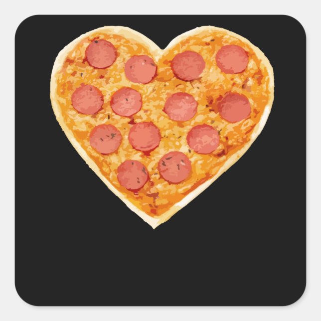 Pizza Heart Quadratischer Aufkleber (Vorderseite)