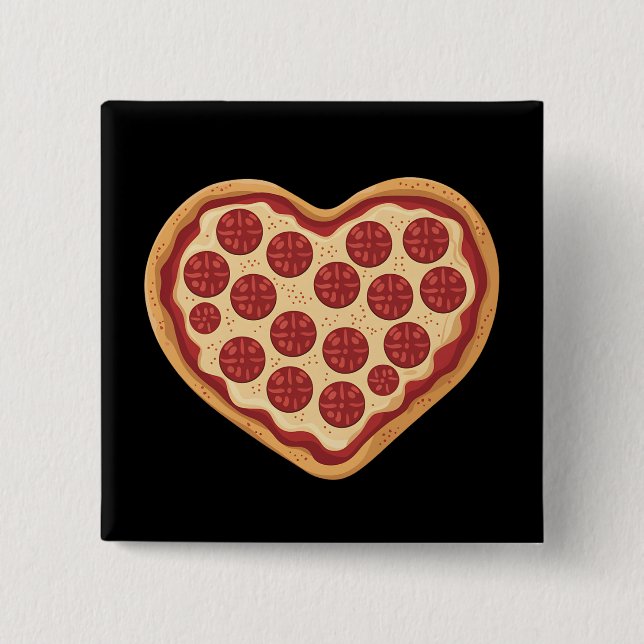 Pizza Heart Shaped Niedlich Valentinstag Button (Vorderseite)