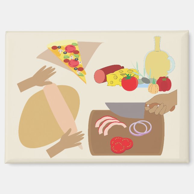 Pizza Herstellung Magnet (Vorderseite)