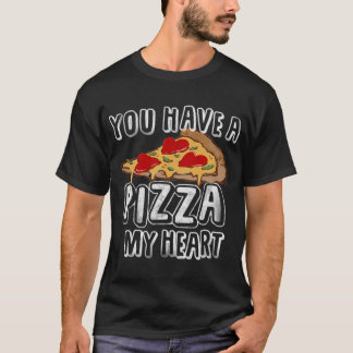 Pizza Herz Valentinstag Männer Frauen Pepperoni T-Shirt