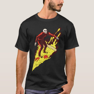 Pizza-Hölle-Skelett-Surfen-Fast-Food-Fahren-Freund T-Shirt