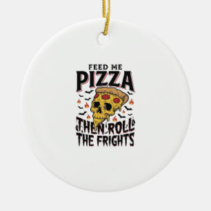 Pizza-Horror-Shirt Vintage-Gravur Filmnacht-D Keramik Ornament