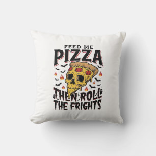 Pizza-Horror-Shirt Vintage-Gravur Filmnacht-D Kissen