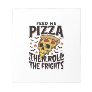 Pizza-Horror-Shirt Vintage-Gravur Filmnacht-D Notizblock