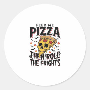 Pizza-Horror-Shirt Vintage-Gravur Filmnacht-D Runder Aufkleber