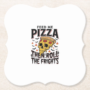 Pizza-Horror-Shirt Vintage-Gravur Filmnacht D Untersetzer