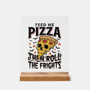 Pizza-Horror-Shirt Vintage-Gravur Movie-Night-D Acrylschild