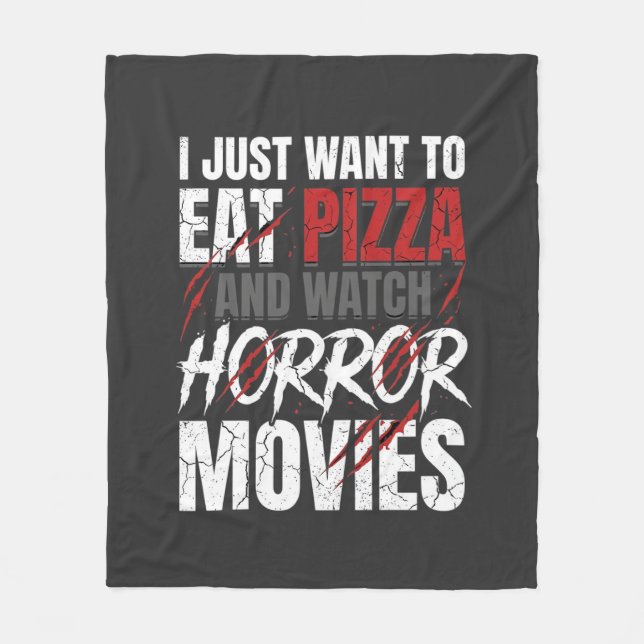 Pizza-Horrorfilme-Halloween-Design_1 Fleecedecke (Vorderseite)