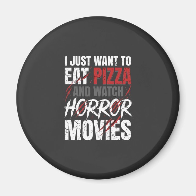 Pizza-Horrorfilme-Halloween-Design_1 Magnet (Vorne)