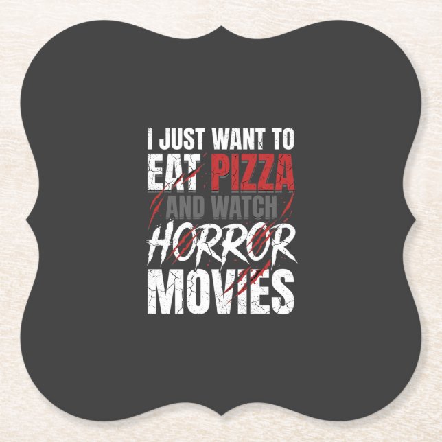 Pizza-Horrorfilme-Halloween-Design_1 Untersetzer (Vorderseite)
