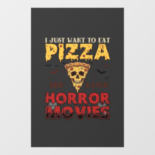 Pizza-Horrorfilme Halloween-Totenkopf-Fledermäuse  Fensteraufkleber