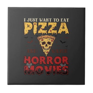 Pizza-Horrorfilme Halloween-Totenkopf-Fledermäuse Fliese