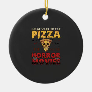 Pizza-Horrorfilme Halloween-Totenkopf-Fledermäuse Keramik Ornament