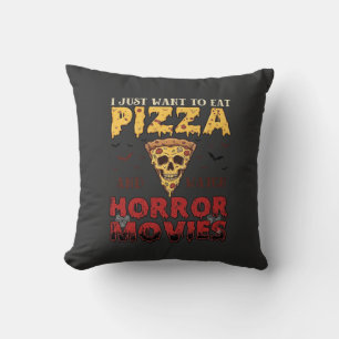 Pizza-Horrorfilme Halloween-Totenkopf-Fledermäuse Kissen