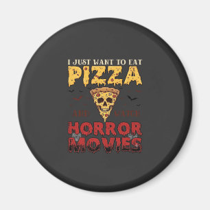 Pizza-Horrorfilme Halloween-Totenkopf-Fledermäuse Magnet
