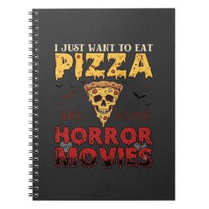 Pizza-Horrorfilme Halloween-Totenkopf Fledermäuse Notizblock