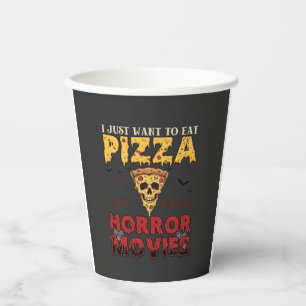 Pizza-Horrorfilme Halloween-Totenkopf-Fledermäuse  Pappbecher