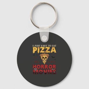 Pizza-Horrorfilme Halloween-Totenkopf-Fledermäuse Schlüsselanhänger