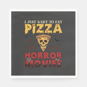 Pizza-Horrorfilme Halloween-Totenkopf-Fledermäuse  Serviette