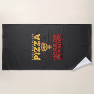 Pizza-Horrorfilme Halloween-Totenkopf-Fledermäuse Strandtuch