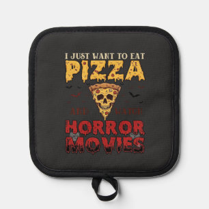 Pizza-Horrorfilme Halloween-Totenkopf-Fledermäuse  Topflappen