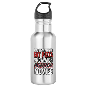 Pizza-Horrorfilme Vintage-Halloween-Typografie S Edelstahlflasche