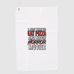 Pizza-Horrorfilme Vintage-Halloween-Typografie S Golfhandtuch