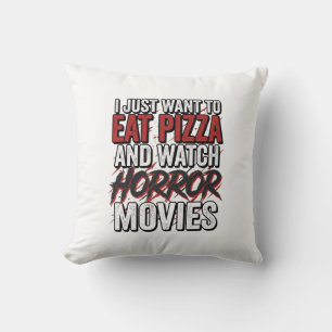 Pizza-Horrorfilme Vintage-Halloween-Typografie S Kissen