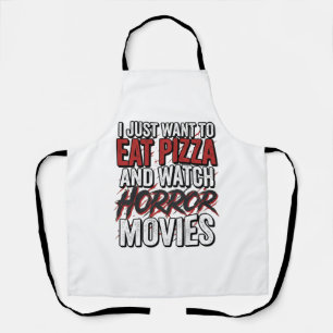 Pizza-Horrorfilme Vintage-Halloween-Typografie S Schürze