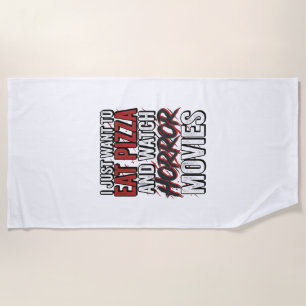 Pizza-Horrorfilme Vintage-Halloween-Typografie S Strandtuch